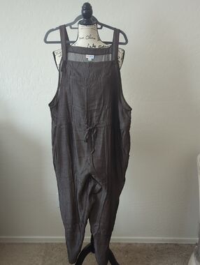 LuLaRoe Juliet Relaxed Overalls in Charcoal/Brown